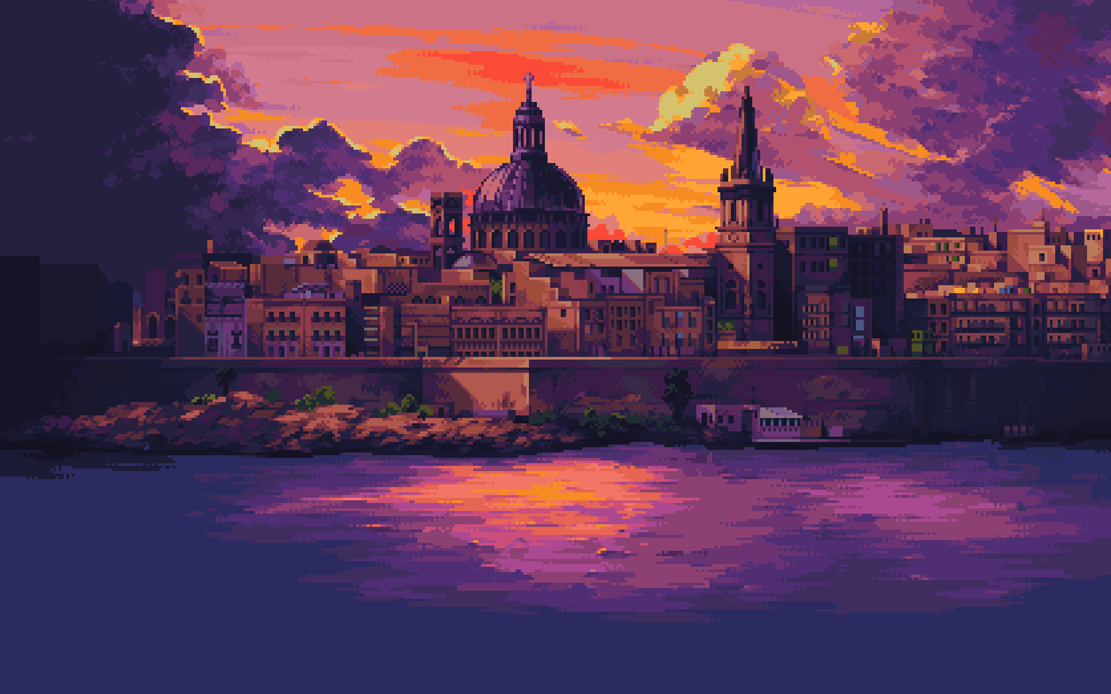 Pixel Art Evening Background