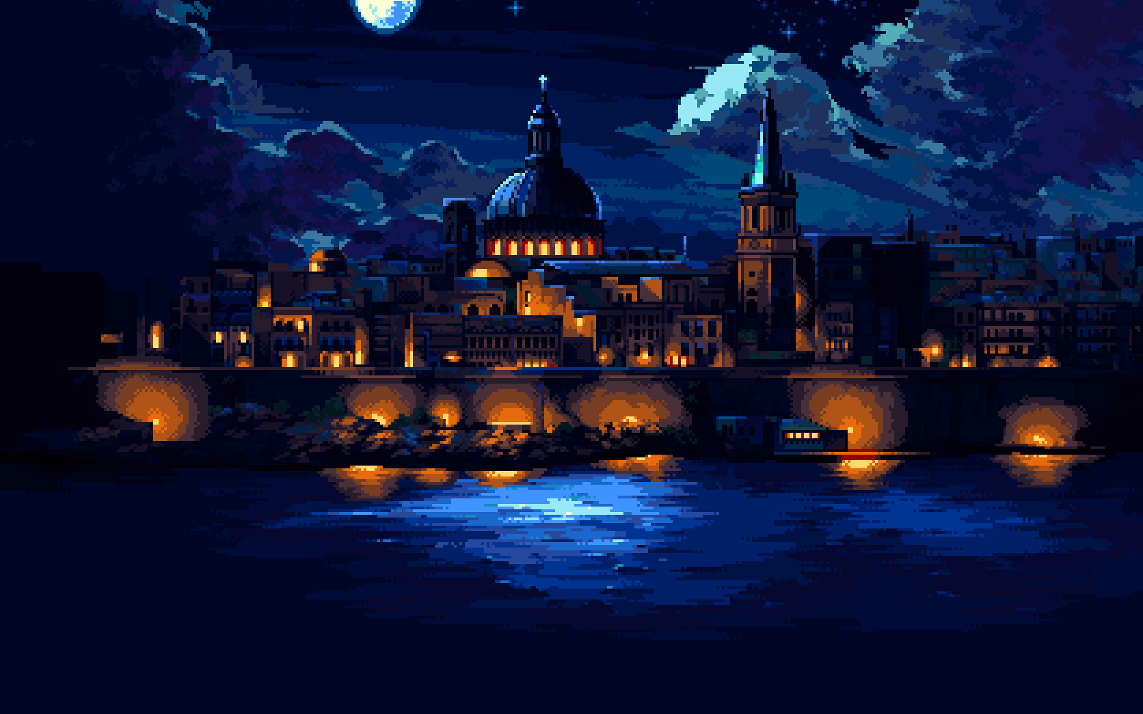 Pixel Art Night Background